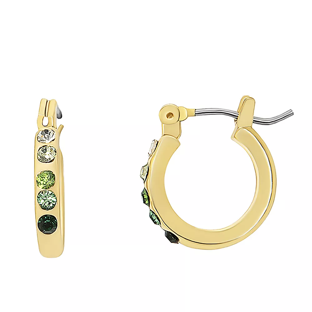 LC Lauren Conrad Gold Tone Green Stone Accented Mini Hoop Earrings 3 LC Lauren Conrad Gold Tone Green Stone Accented Mini Hoop Earrings