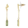 LC Lauren Conrad Gold Tone Linear Chain And Green Stone Drop Earrings -Fashion Women 5905126