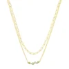LC Lauren Conrad Gold Tone Green Stone Accented Two Row Necklace