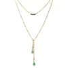 LC Lauren Conrad Gold Tone Two Row Green Stone Accented Y Necklace -Fashion Women 5905133