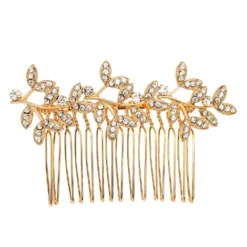 LC Lauren Conrad Rose Gold Tone Simulated Crystal Leaves Vine Hair Comb