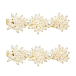 LC Lauren Conrad Simulated Pearl And Beaded Hair Slide Clip Set