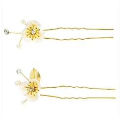 LC Lauren Conrad White Delicate Floral With Simulated Pearl And Stone Hair Pin Set