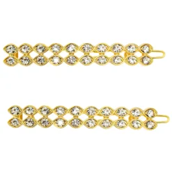 LC Lauren Conrad Simulated Crystal Two Row Oval Hair Clip Set