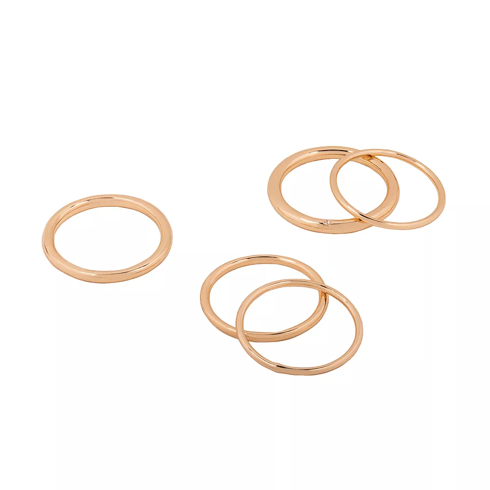 LC Lauren Conrad Gold Tone Clean Metal Nickel Free Ring Set 3 LC Lauren Conrad Gold Tone Clean Metal Nickel Free Ring Set