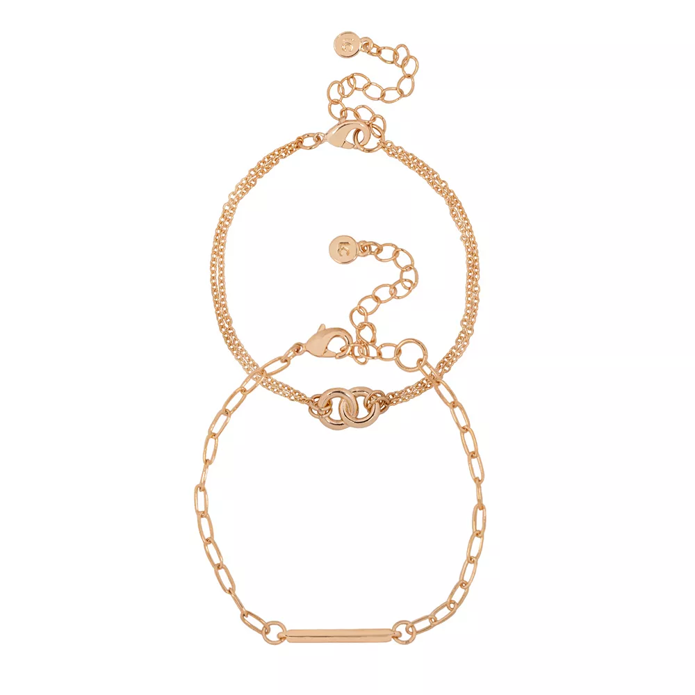 LC Lauren Conrad Gold Tone Chain Link Nickel Free Bracelet Set 3 LC Lauren Conrad Gold Tone Chain Link Nickel Free Bracelet Set