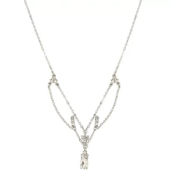 LC Lauren Conrad Silver Tone Chain Tiered With Stone Accents Necklace