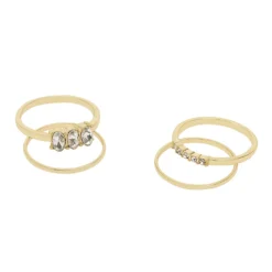 LC Lauren Conrad Gold Tone Stone And Pave Ring Set