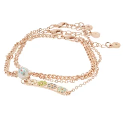 LC Lauren Conrad Rose Gold Tone Multi Floral Enamel And Pearl Bracelet Set