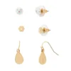 LC Lauren Conrad Rose Gold Tone Multi Floral Painted Simulated Pearl And Teardrop Earrings Set -Fashion Women 5906798