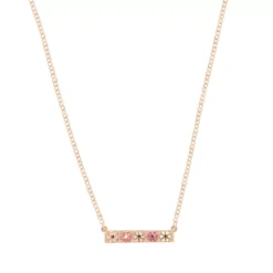 LC Lauren Conrad Rose Gold Tone Pink Enamel Flower Bar Necklace