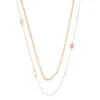 LC Lauren Conrad Rose Gold Tone 2 Row Multi Enamel Flowers And Simulated Pearl Stations Necklace -Fashion Women 5906801