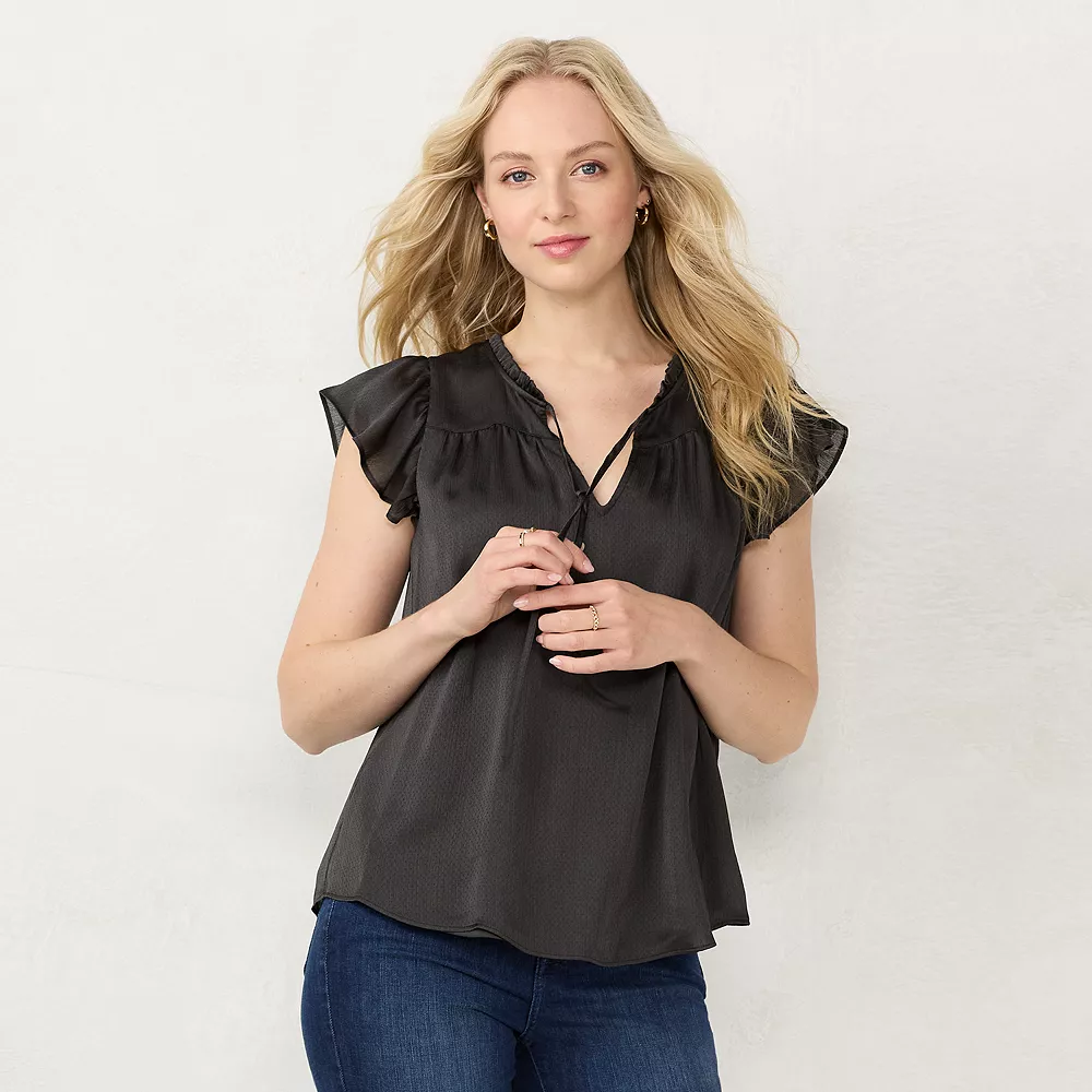 Petite LC Lauren Conrad Ruffle V-Neck Tank 3 Petite LC Lauren Conrad Ruffle V-Neck Tank