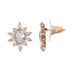 LC Lauren Conrad Rose Gold Tone Simulated Crystal Oval Nickel Free Stud Earrings