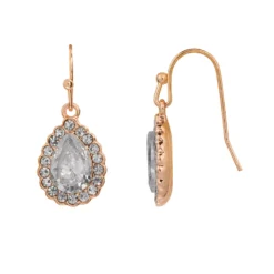 LC Lauren Conrad Rose Gold Tone Teardrop Nickel Free Halo Drop Earrings