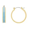 LC Lauren Conrad Gold Tone & Blue Enamel Hoop Earrings