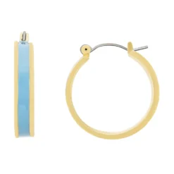LC Lauren Conrad Gold Tone & Blue Enamel Hoop Earrings