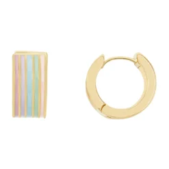 LC Lauren Conrad Gold Tone Multicolor Enamel Chunky Hoop Earrings