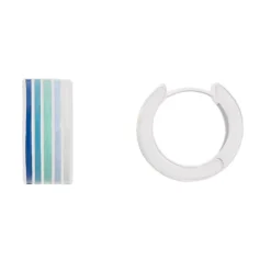 LC Lauren Conrad Silver Tone Multicolor Enamel Chunky Huggie Hoop Earrings