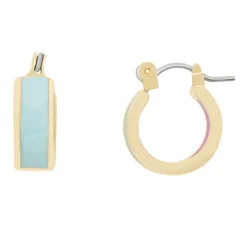 LC Lauren Conrad Gold Tone Pink & Blue Enamel Huggie Hoop Earrings