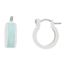 LC Lauren Conrad Silver Tone Blue & Green Enamel Huggie Hoop Earrings