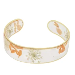 LC Lauren Conrad Gold Tone Orange Pressed Flowers Cuff Bracelet
