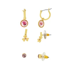 LC Lauren Conrad Gold Tone Pink Pressed Flower Earring Set