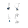 LC Lauren Conrad Silver Tone Blue Pressed Flower Earring Set