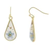 LC Lauren Conrad Gold Tone Blue Flower Pressed Teardrop Earrings -Fashion Women 6044907