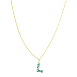 LC Lauren Conrad Gold Tone Pressed Flower Initial "L" Pendant Necklace