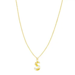 LC Lauren Conrad Gold Tone Pressed Flower Initial "S" Pendant Necklace