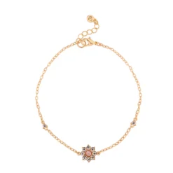 LC Lauren Conrad Gold Tone Cat Eye Simulated Crystal Flower Anklet