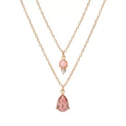 LC Lauren Conrad Gold Tone Simulated Crystal Layered Drop Pendant Necklace