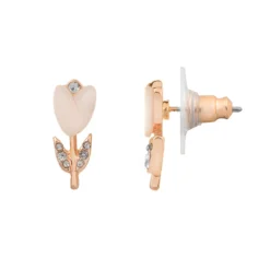 LC Lauren Conrad Rose Gold Tone Mother-of-Pearl Crystal Tulip Stud Earrings