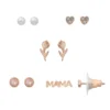 LC Lauren Conrad Rose Gold Tone Simulated Pearl Mama Sentiment 5-Pair Earrings Set -Fashion Women 6094180