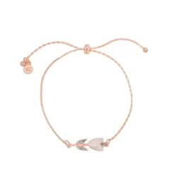 LC Lauren Conrad Rose Gold Tone Crystal & Mother-of-Pearl Tulip Adjustable Bracelet