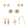 LC Lauren Conrad Gold Tone Crystal Palm Tree Whimsy 5-Pair Earrings Set 1 LC Lauren Conrad Gold Tone Crystal Palm Tree Whimsy 5-Pair Earrings Set -Fashion Women 6094979