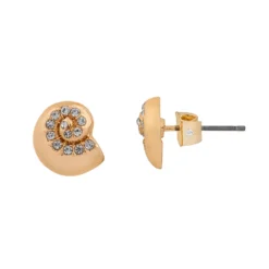 LC Lauren Conrad Gold Tone Crystal Shell Stud Earrings