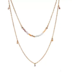 LC Lauren Conrad Gold Tone Beaded Double-Strand Necklace