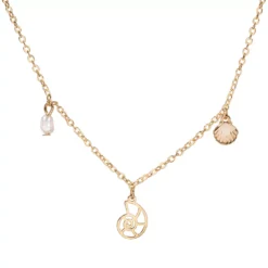LC Lauren Conrad Gold Tone Simulated Pearl Shell Multi-Charm Necklace